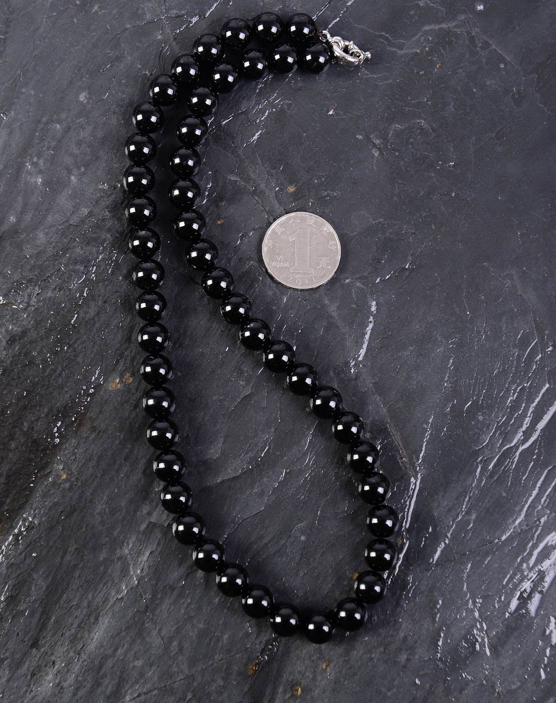 女款黑色天然黑玛瑙圆圆满满项链