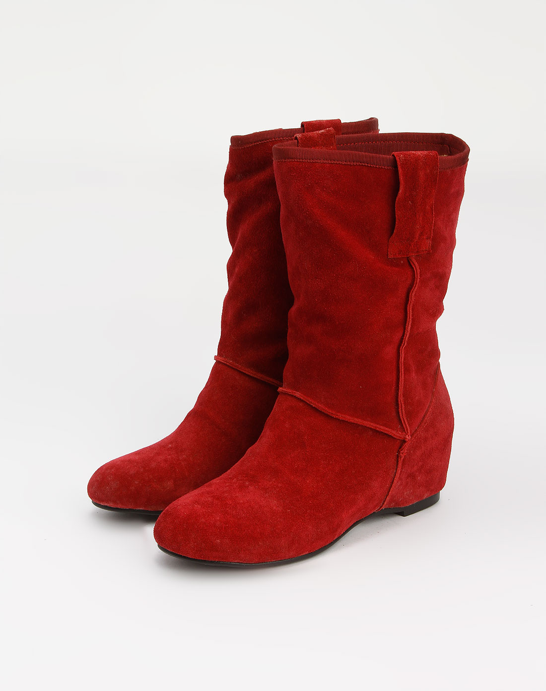 卡文cover-女鞋红色牛反绒平底靴