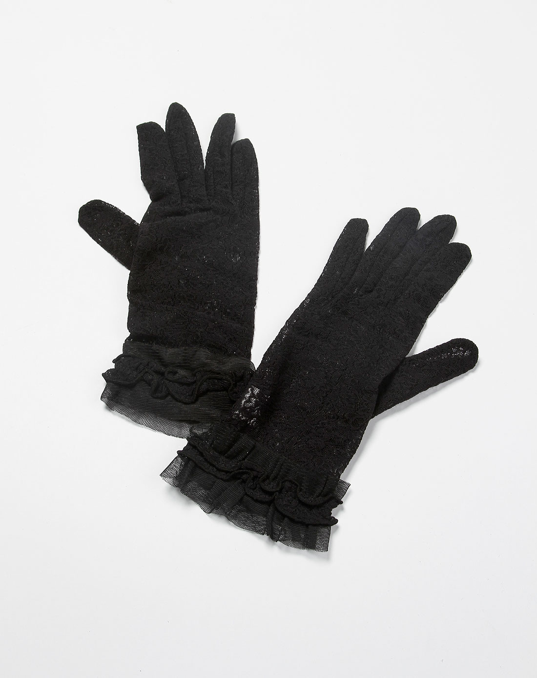 女款黑色淑女蕾丝全指防紫外线手套