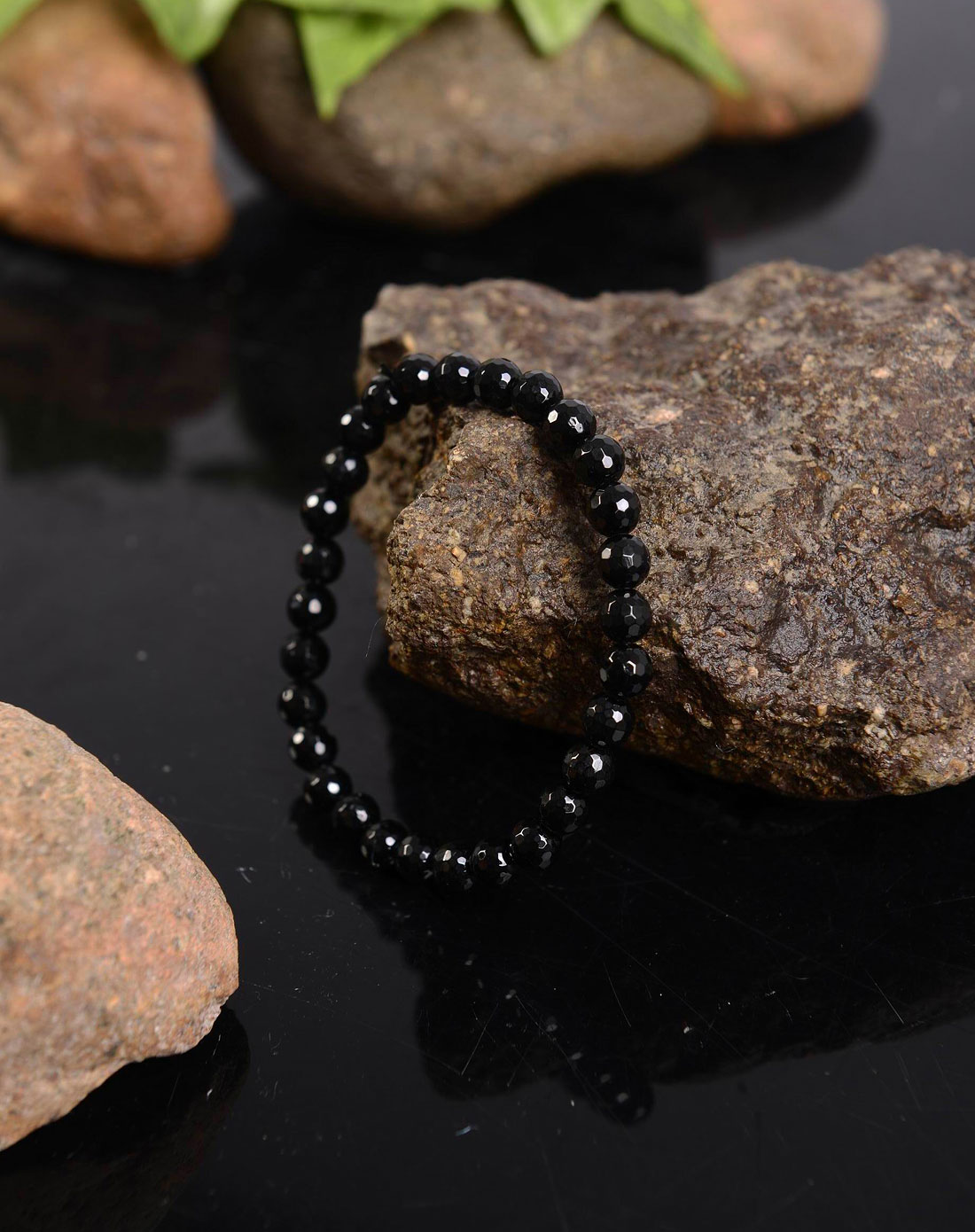 中性黑色天然黑碧玺角度转运手链