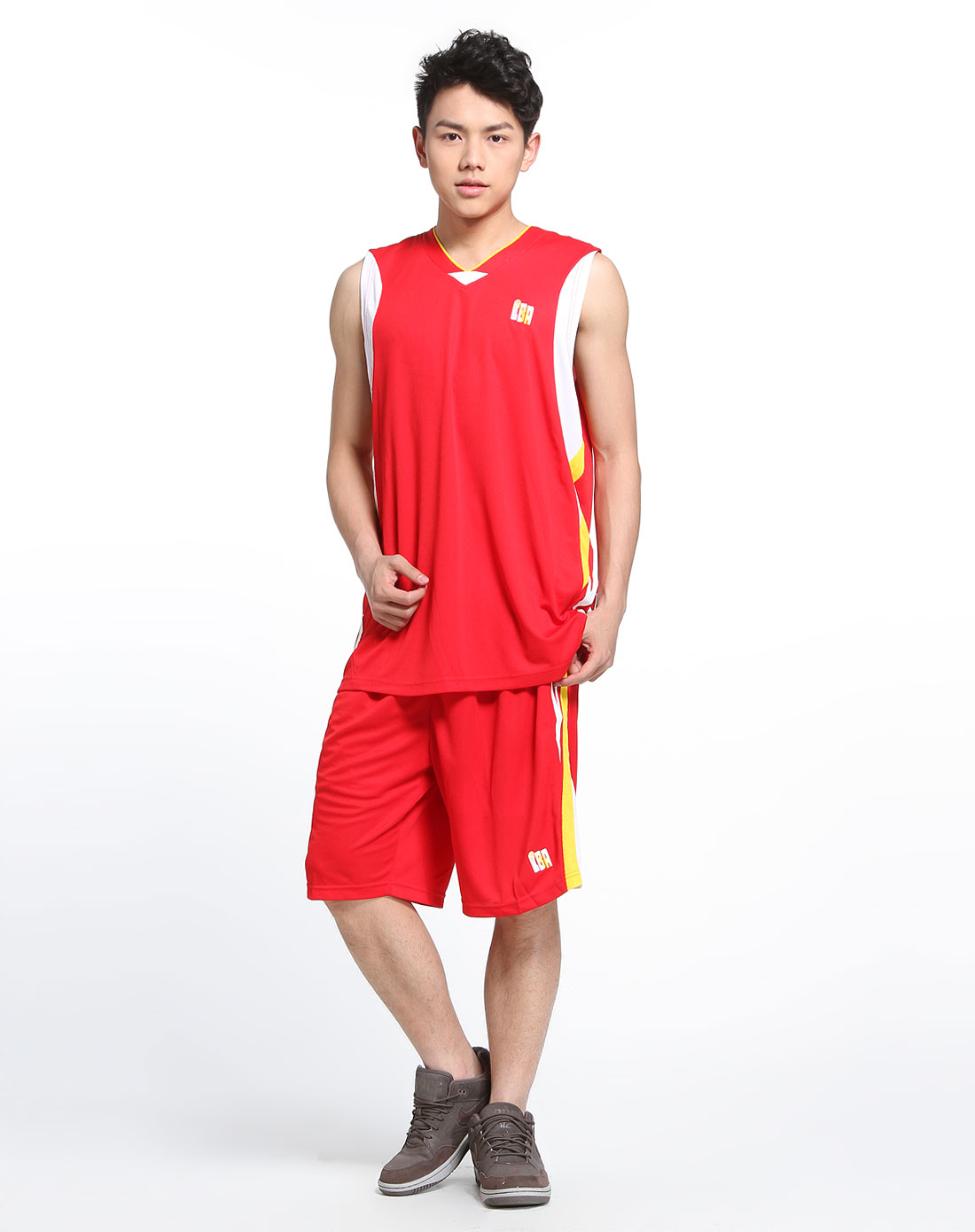 cba男款红色运动篮球套装5011103-007_唯品会
