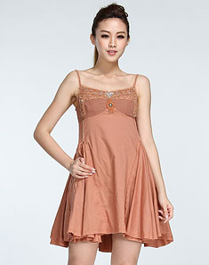 播broadcastv领休闲肉桂色长袖连衣裙bdf1lz0369r20_唯品会