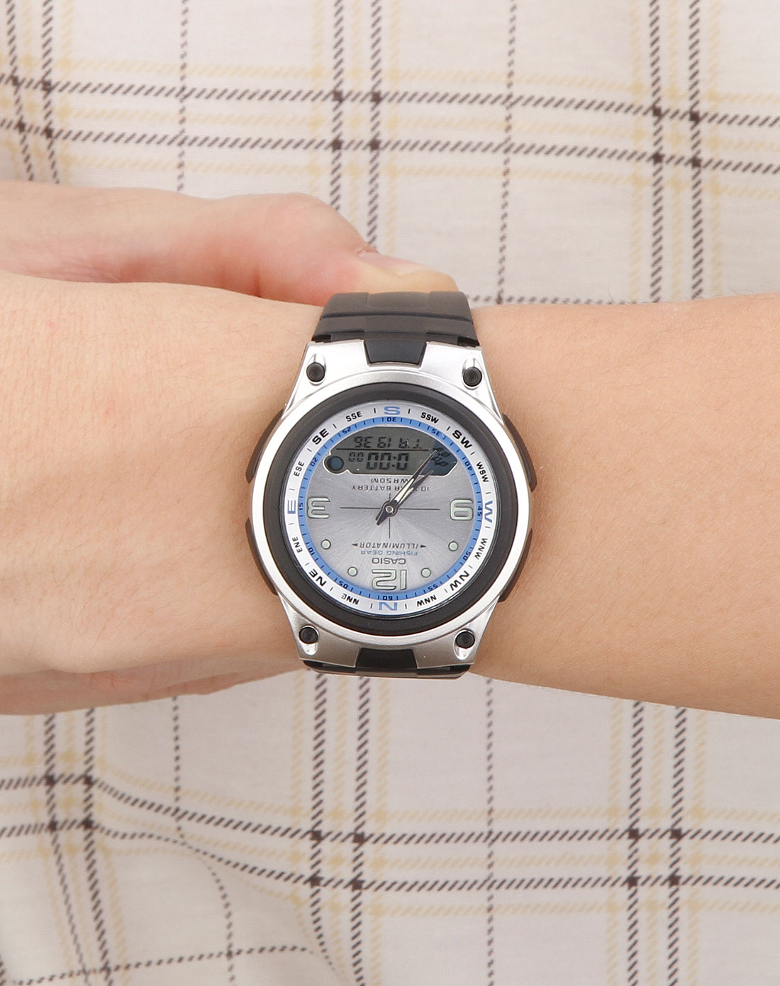 运动手表专场男款黑色经典双显树脂胶带生活防水表