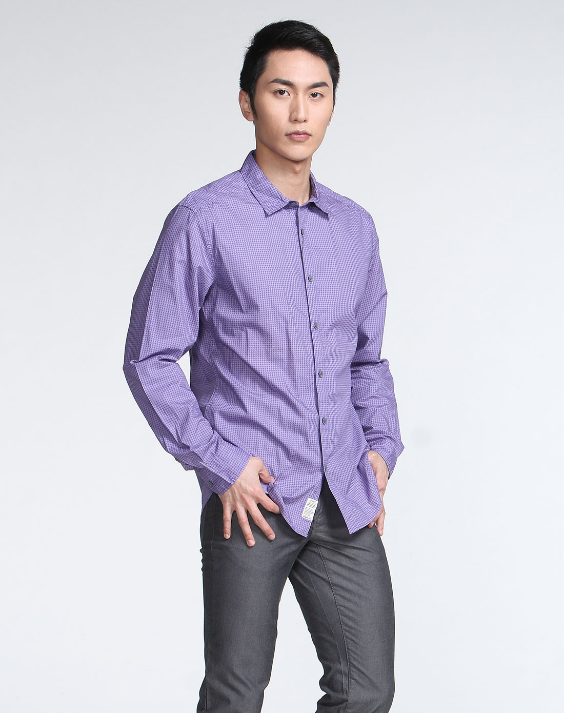 esprit 男款紫色休闲时尚长袖衬衫