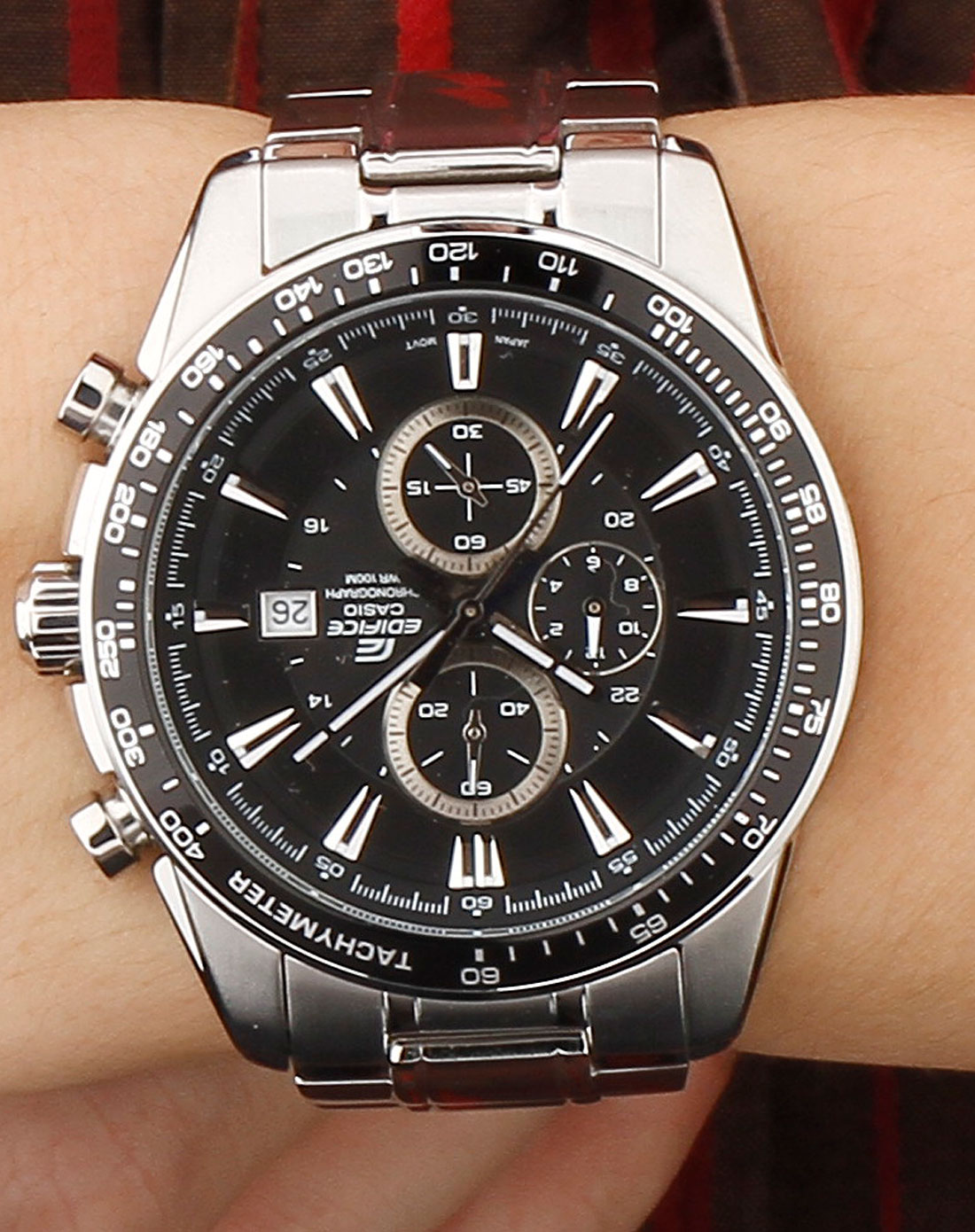 卡西欧casio男款edifice时尚三眼计时石英表