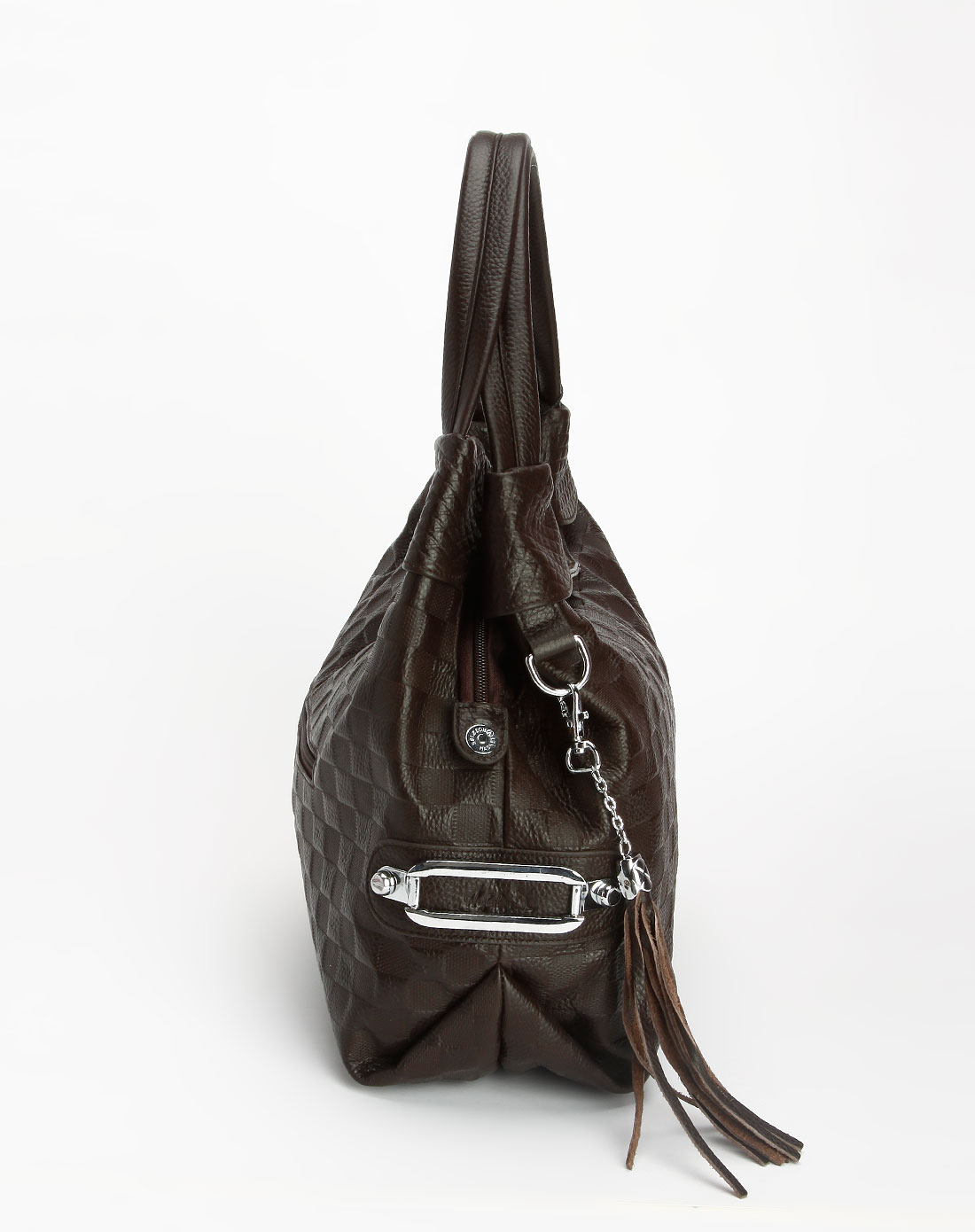 箱包库存专场澳洲袋鼠 啡色格纹时尚两用手提包