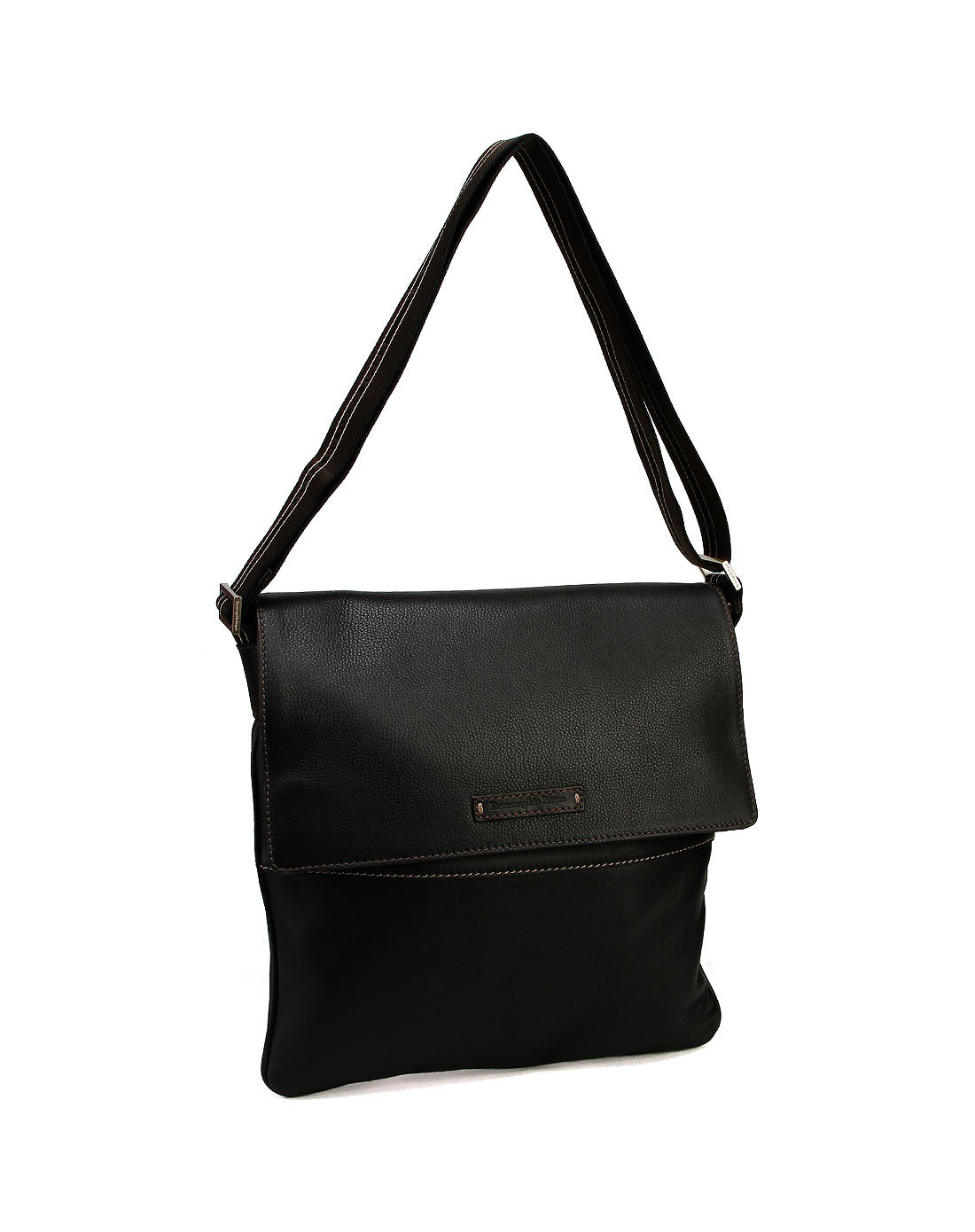 ermenegildo zegna男款黑色皮质斜挎包