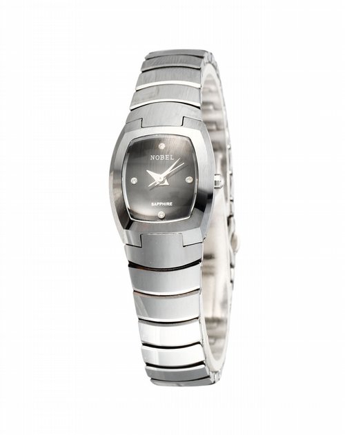 诺贝尔nobel手表专场女款银/黑色钨钢带休闲手表