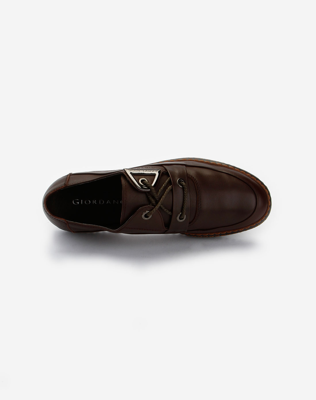 佐丹奴giordano咖啡色细纹绑带正装皮鞋