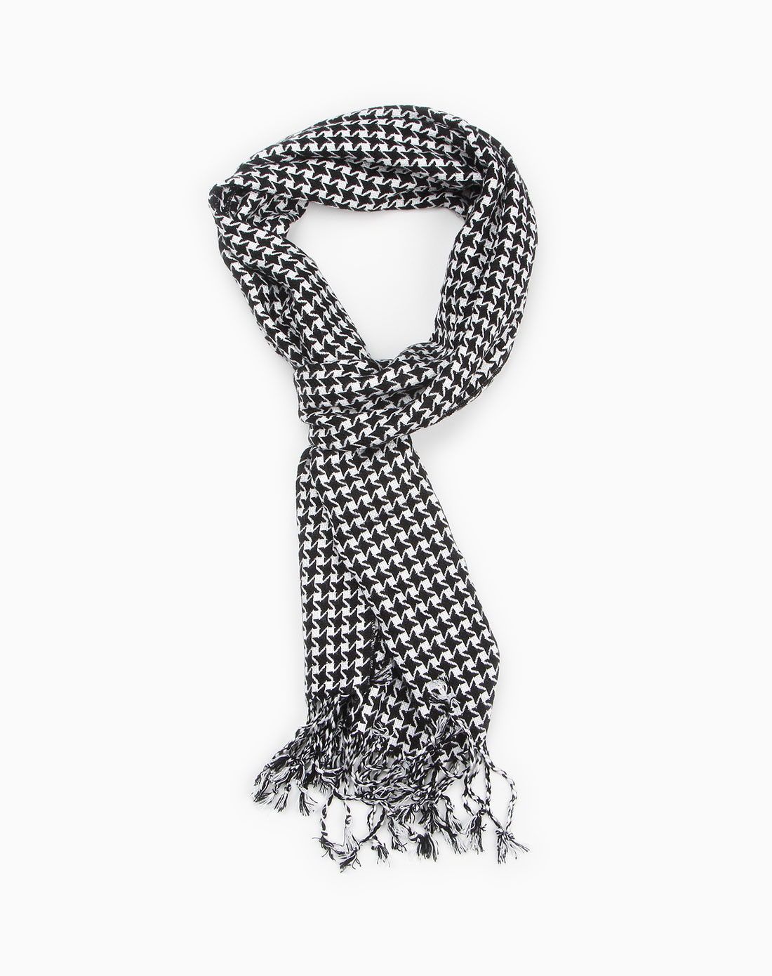黑白小千鸟纹围巾